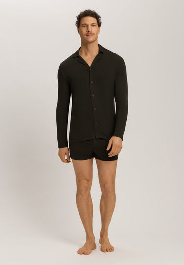 Casuals Single Jersey Boxers With Button Fly | Earthy Ink Melange 73207-3044